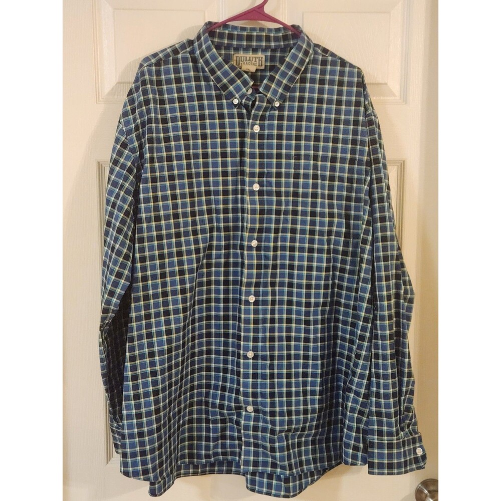 Duluth Trading Co Men's Wrinkle Fighter Blue Trim Slim Fit Men's 3XL Shirt
